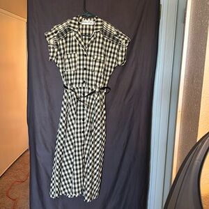 Bettie Page Yellow & black check swing dress